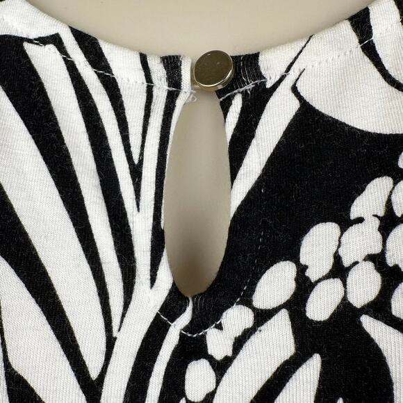 Talbots Graphic Botanical Jersey Maxi Dress Tropical Sleeveless Black White MP - Picture 6 of 11
